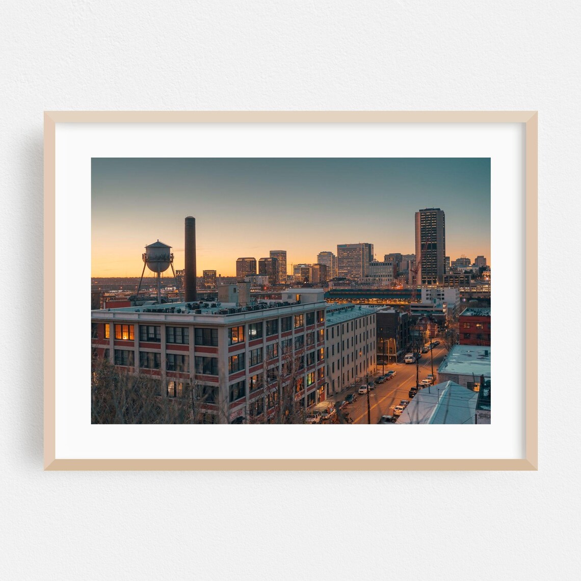 Richmond Virginia Skyline Sunset Poster Urban Cityscape Photography