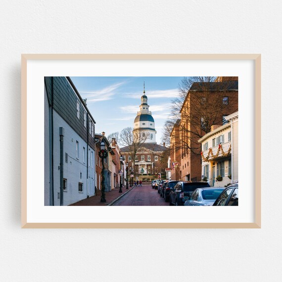 Annapolis Maryland Brick Street Historic State House Dome Poster