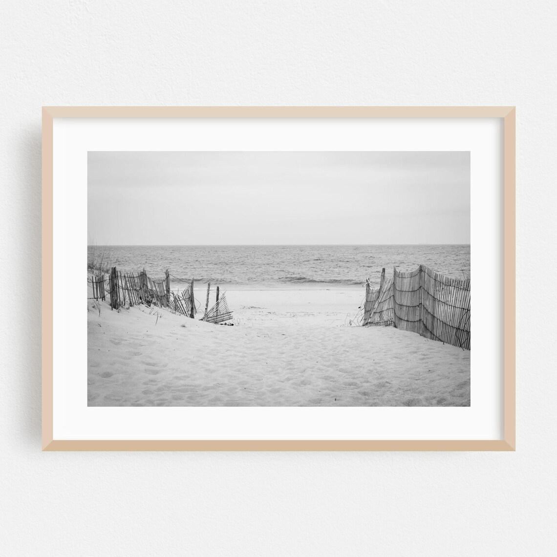 Rehoboth Beach Delaware Dune Fence Path Black and White Photo Poster