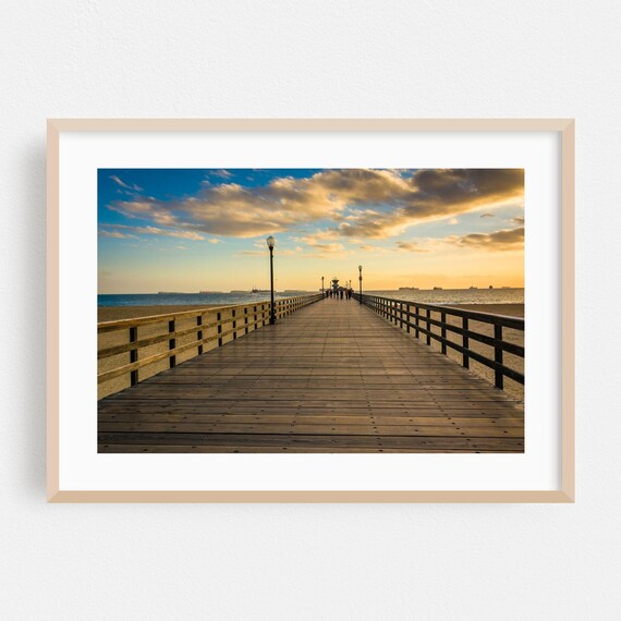 Seal Beach Print Wall Art Boardwalk Framed Sunset Home Decor Coast Poster Ocean Fine Landscape Scenic