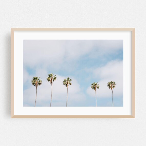 La Jolla Palm Trees Pastel Sky Minimalist Coastal Photo Poster