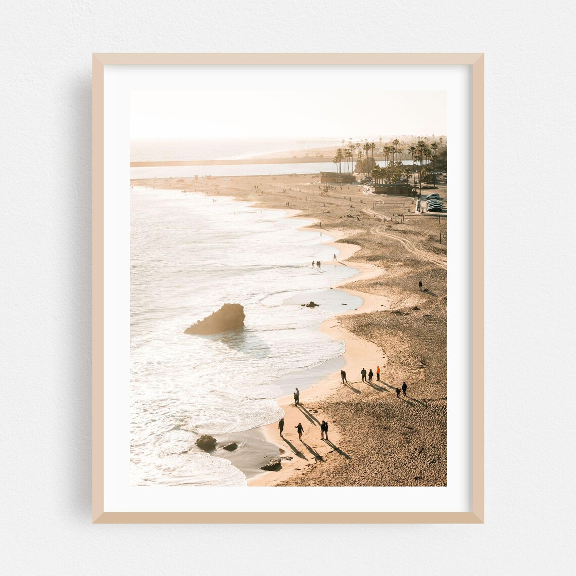 Aerial Beach Golden Hour Long Shadows Sunset Shore Photo Poster