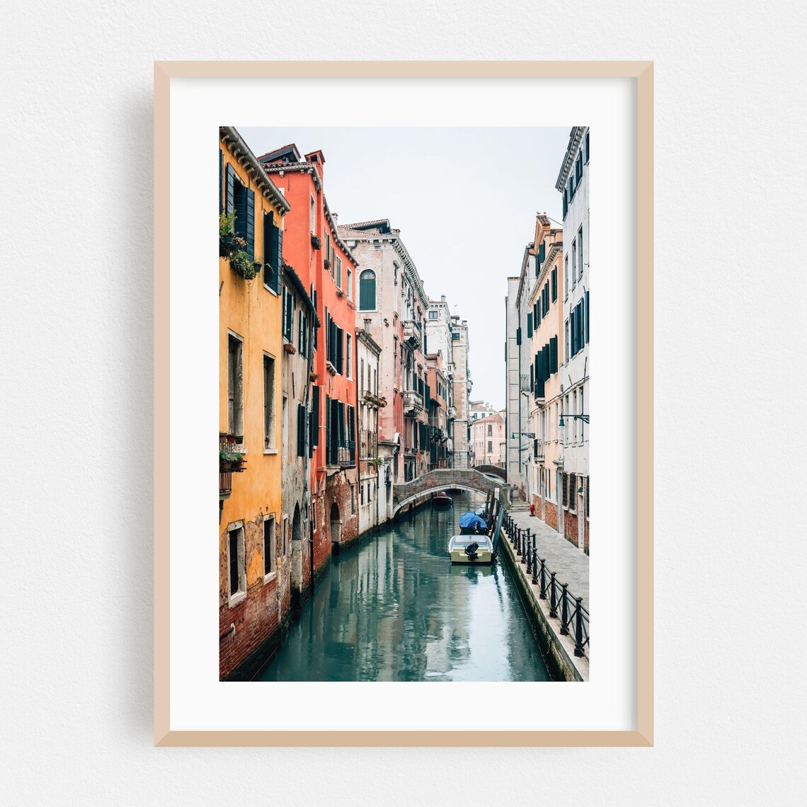 Venice Canal With Colorful Buildings And Bridge Italy Photo Poster