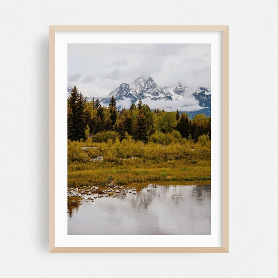 Wyoming Mountain Peaks Reflected in a Still Autumn Lake Poster
