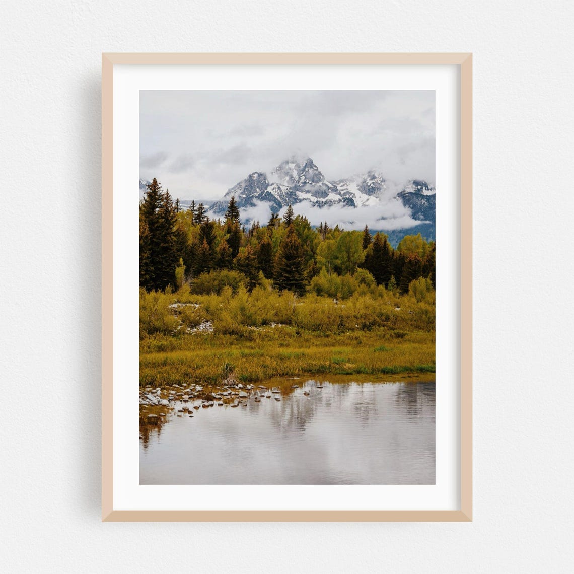 Wyoming Mountain Peaks Reflected in a Still Autumn Lake Poster