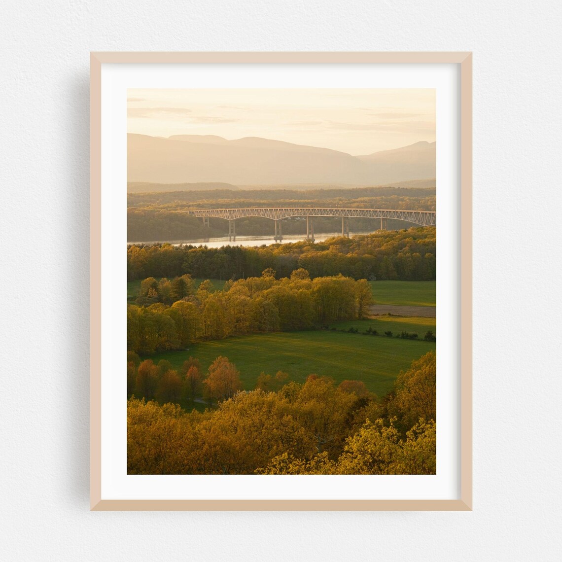 Rhinebeck New York Golden Sunset River Crossing Bridge Photo Poster