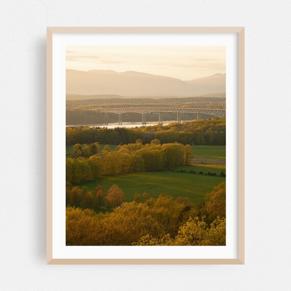 Rhinebeck New York Golden Sunset River Crossing Bridge Photo Poster