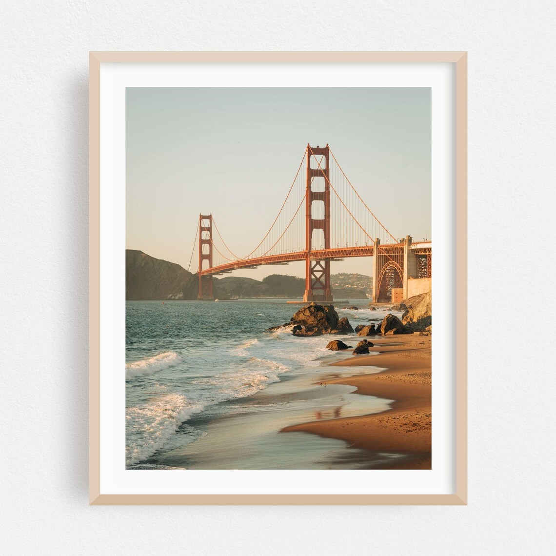Golden Gate Bridge Baker Beach Golden Hour Photography Poster