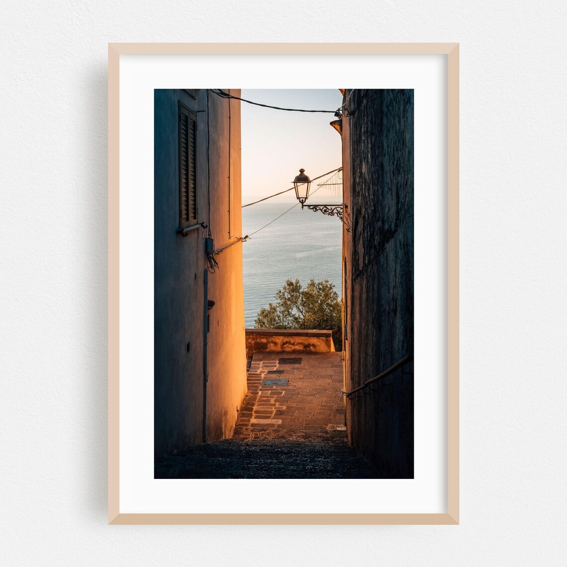 Minori Italy Sunset Alley Overlooking the Amalfi Sea Photo Poster