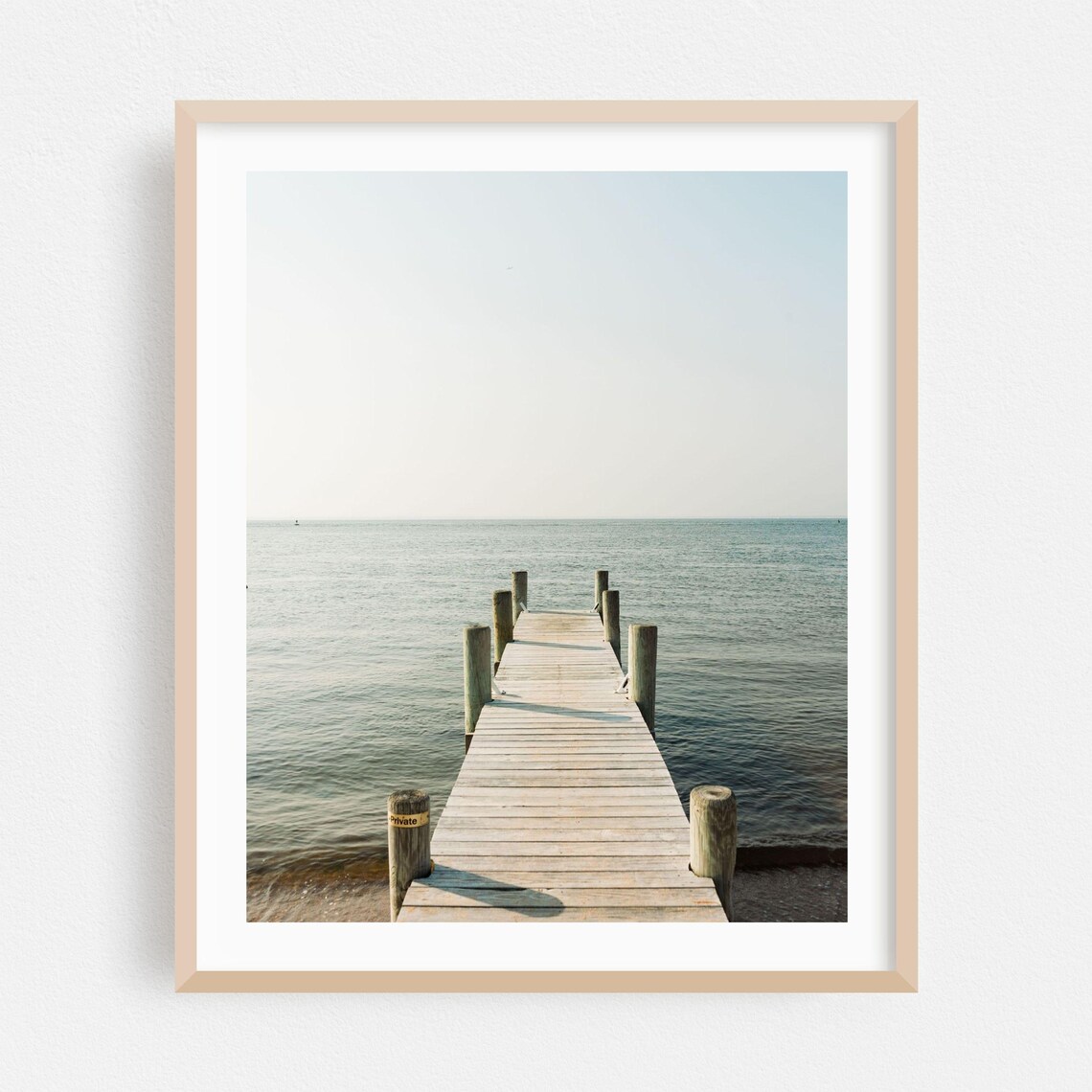 Fire Island New York Wooden Dock Ocean Photography Poster With Calm Sea