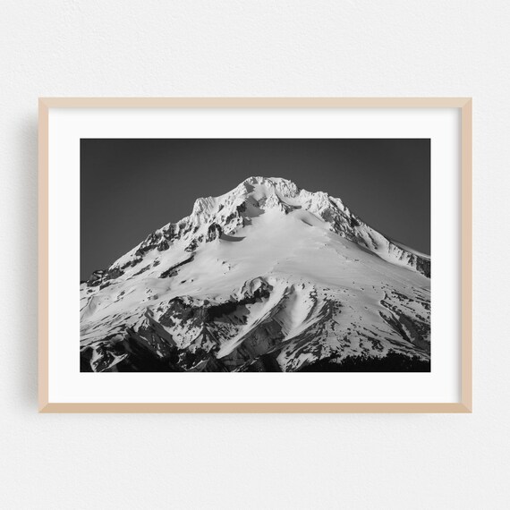 Snow Capped Mount Hood Black and White Fine Art Photography Poster