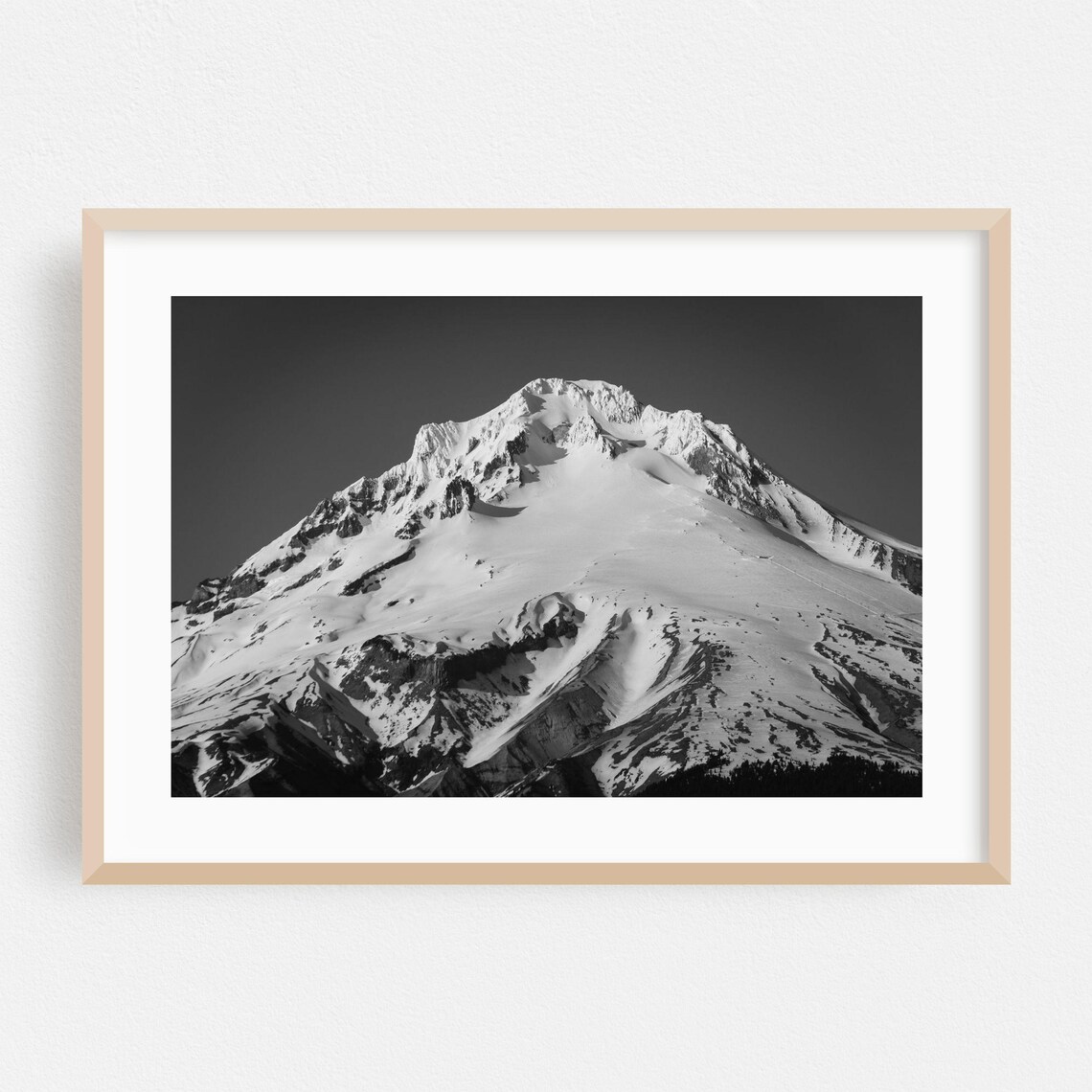 Snow Capped Mount Hood Black and White Fine Art Photography Poster
