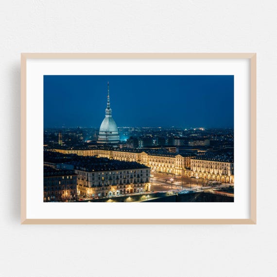Turin Print Piedmont Wall Art Italy Framed Cityscape Home Decor Architecture Poster Night Sky Fine Travel Scenic