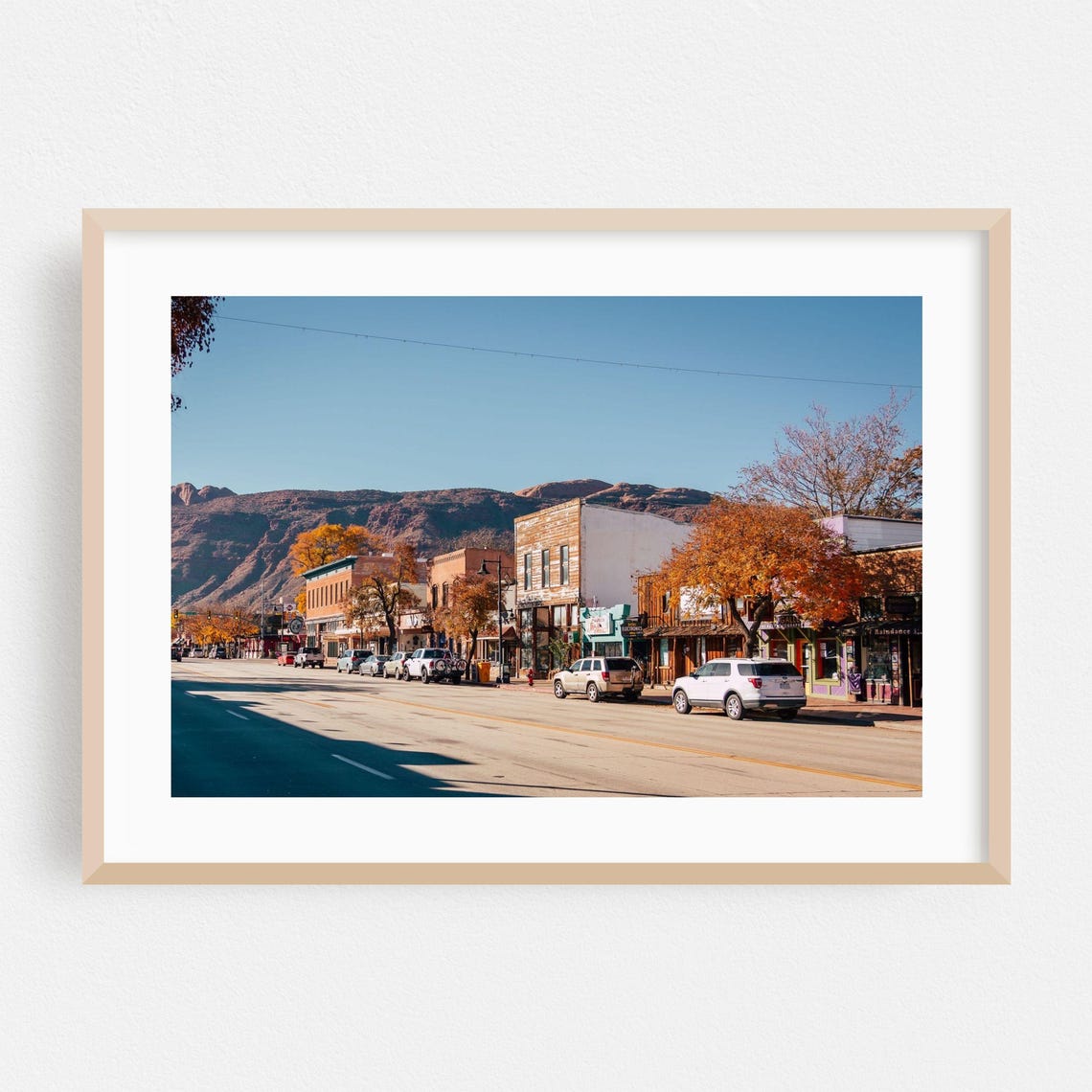 Moab Utah Small Town Main Street With Red Rock Autumn Photo Wall Print