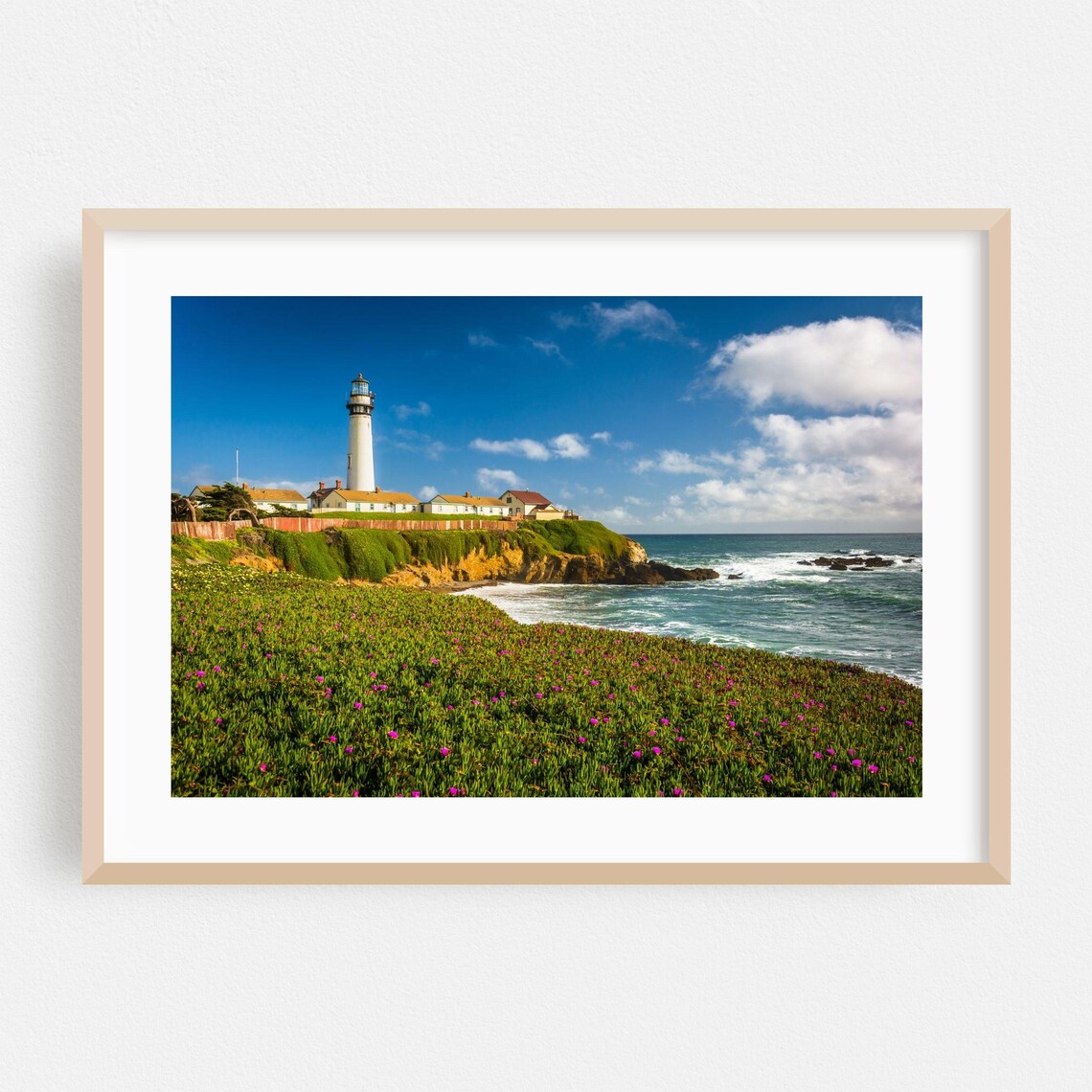 Santa Cruz California Lighthouse Cliffside Ocean Photo Poster