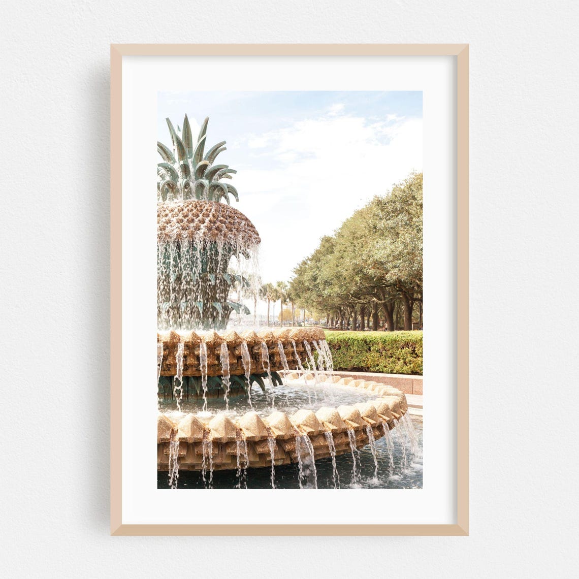Charleston Pineapple Fountain Waterfront Park SC Travel Poster