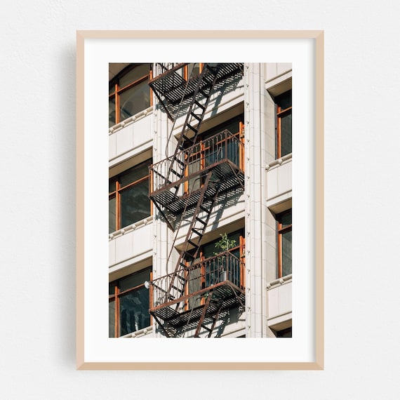 Los Angeles Historic Building Fire Escapes Street Photo Poster