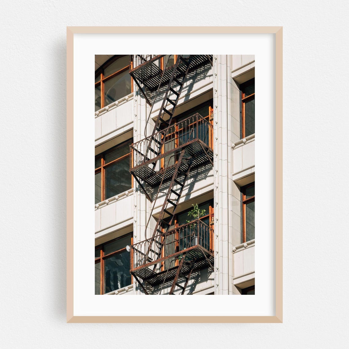 Los Angeles Historic Building Fire Escapes Street Photo Poster