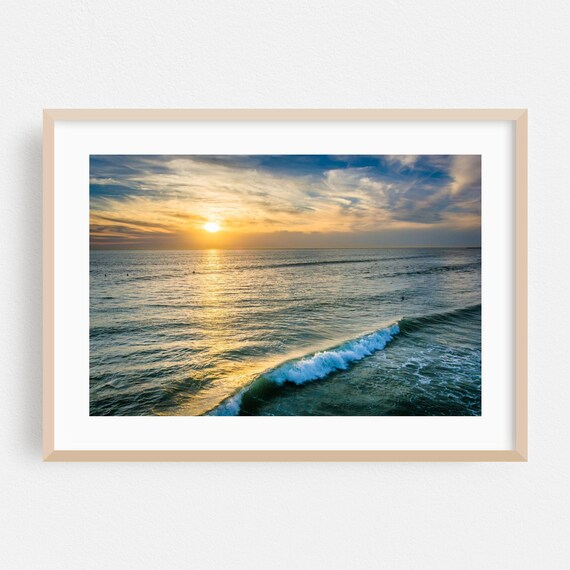 Oceanside Sunset Wave Golden Ocean Surf California Photo Poster