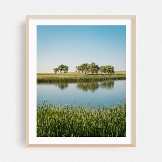 Commerce City Colorado Tranquil Lake Photography Poster With Reeds