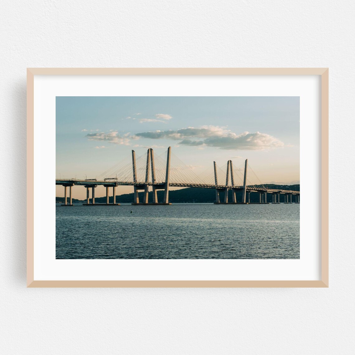 Tarrytown New York Cable Stayed Bridge Hudson River Sunset Photo Poster