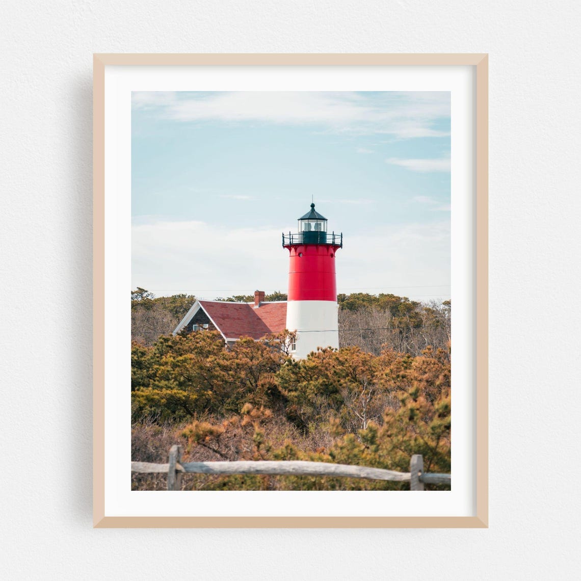 Eastham Cape Cod Red and White Lighthouse Coastal Photo Poster