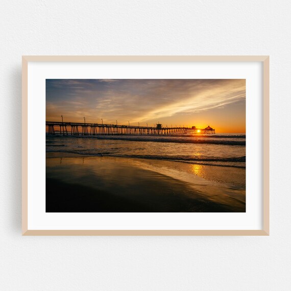 Imperial Beach Pier Sunset Ocean Waves Coastal Photography Poster