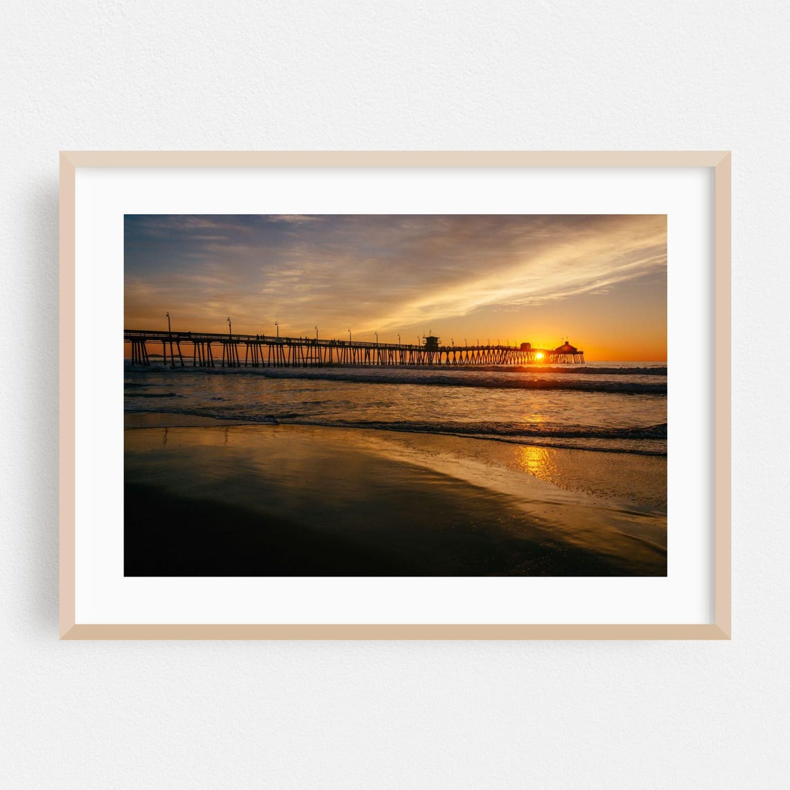 Imperial Beach Pier Sunset Ocean Waves Coastal Photography Poster