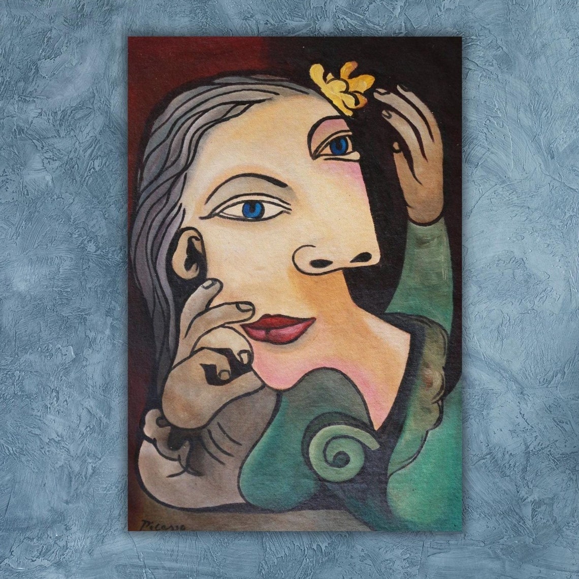 Femme Au Bret Et La Robe Quadrille Portrait Of Marie Thrse Walter Poster Print Art Wall Art By Pablo Picasso Pablo Picasso Art