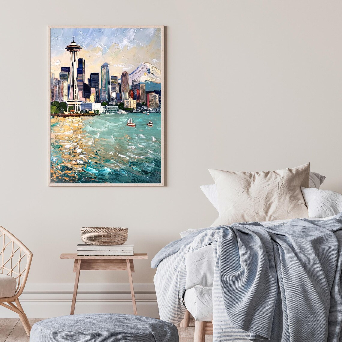 Seattle Washington Skyline Art Print, Mt Rainier View - Image 2