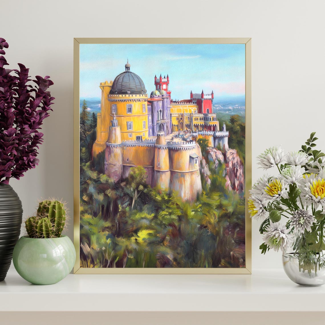 Palace Of Pena Portugal Oil Painting Landmark Landscape Wall Art Print Poster Scenic Travel Decor For Home - Image 4
