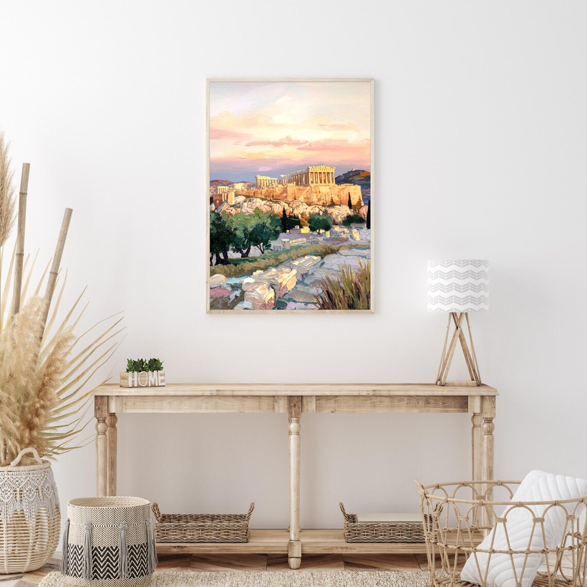 Acropolis Of Athens Greece Parthenon Golden Sunset Ancient Ruins Painting Poster - Image 3