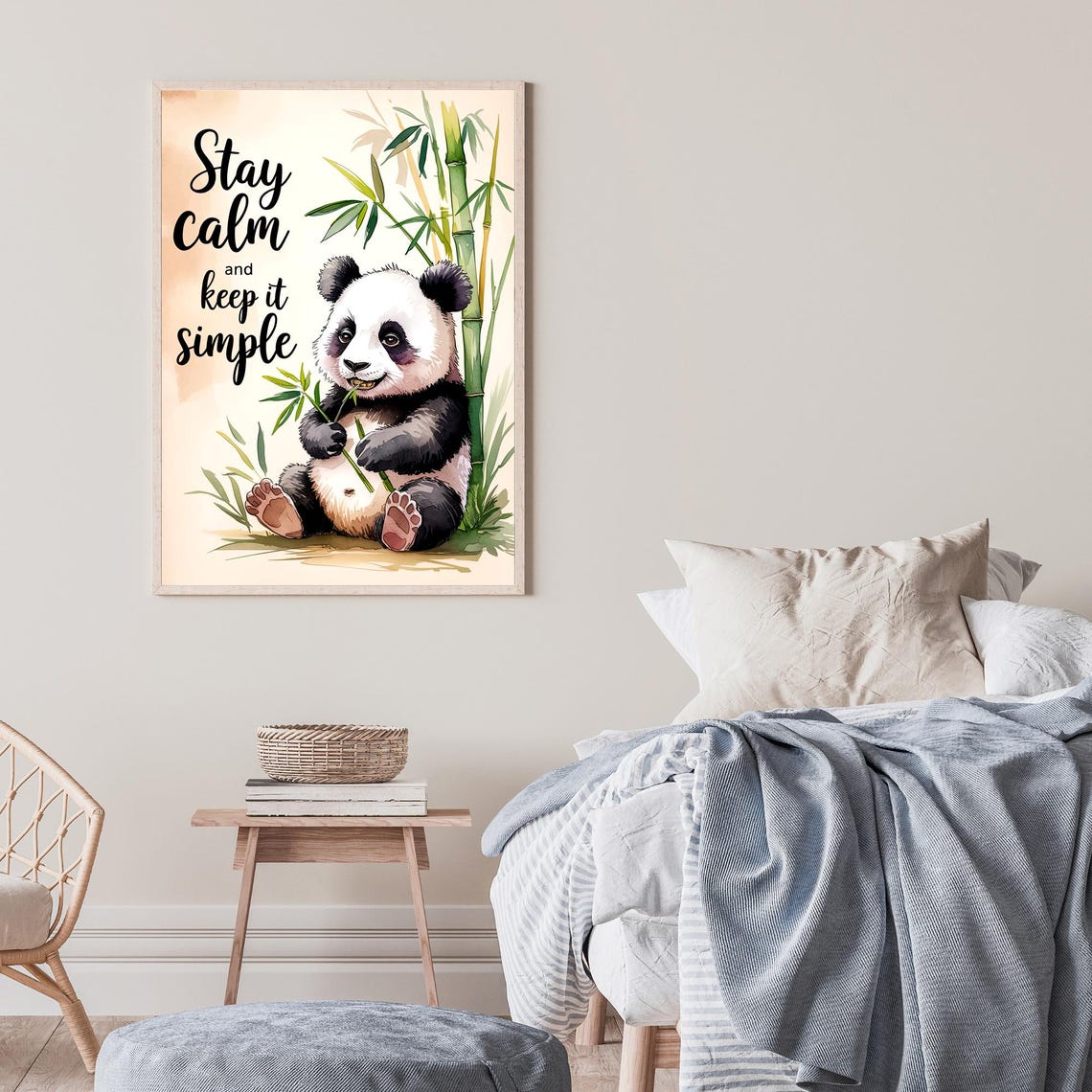 Stay Calm And Keep It Simple Panda Wall Art Motivational Quote With Adorable Panda Design Decor - Image 2