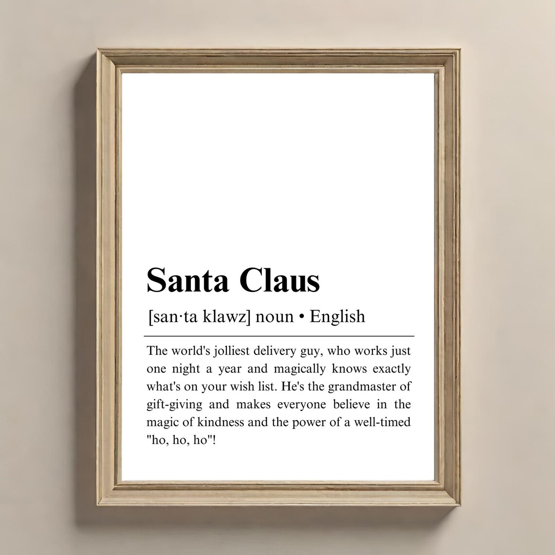 Santa Claus Definition Noun Jolly Delivery Guy Christmas Print
