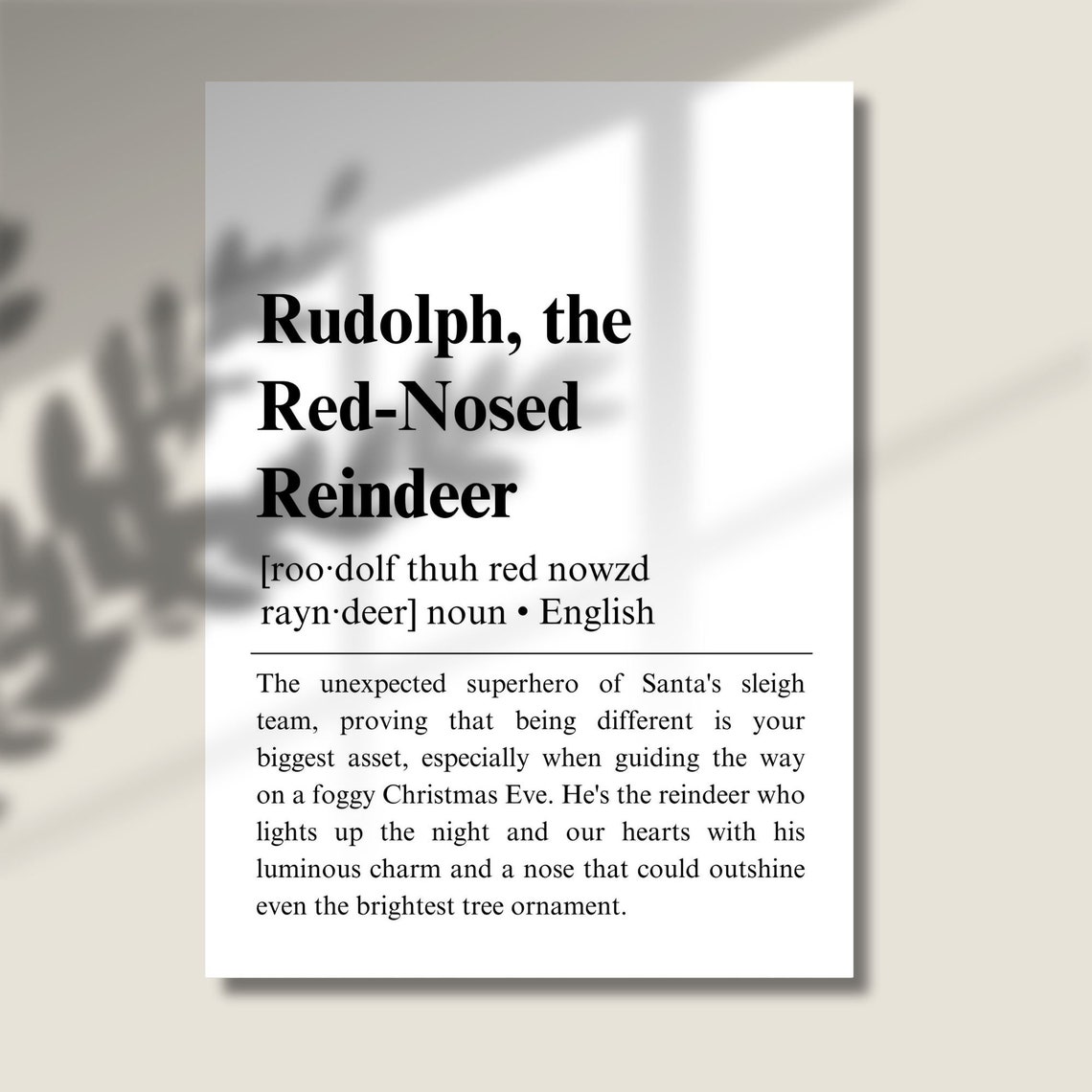 Rudolph the Red-Nosed Reindeer Noun Definition Christmas Poster - Image 2