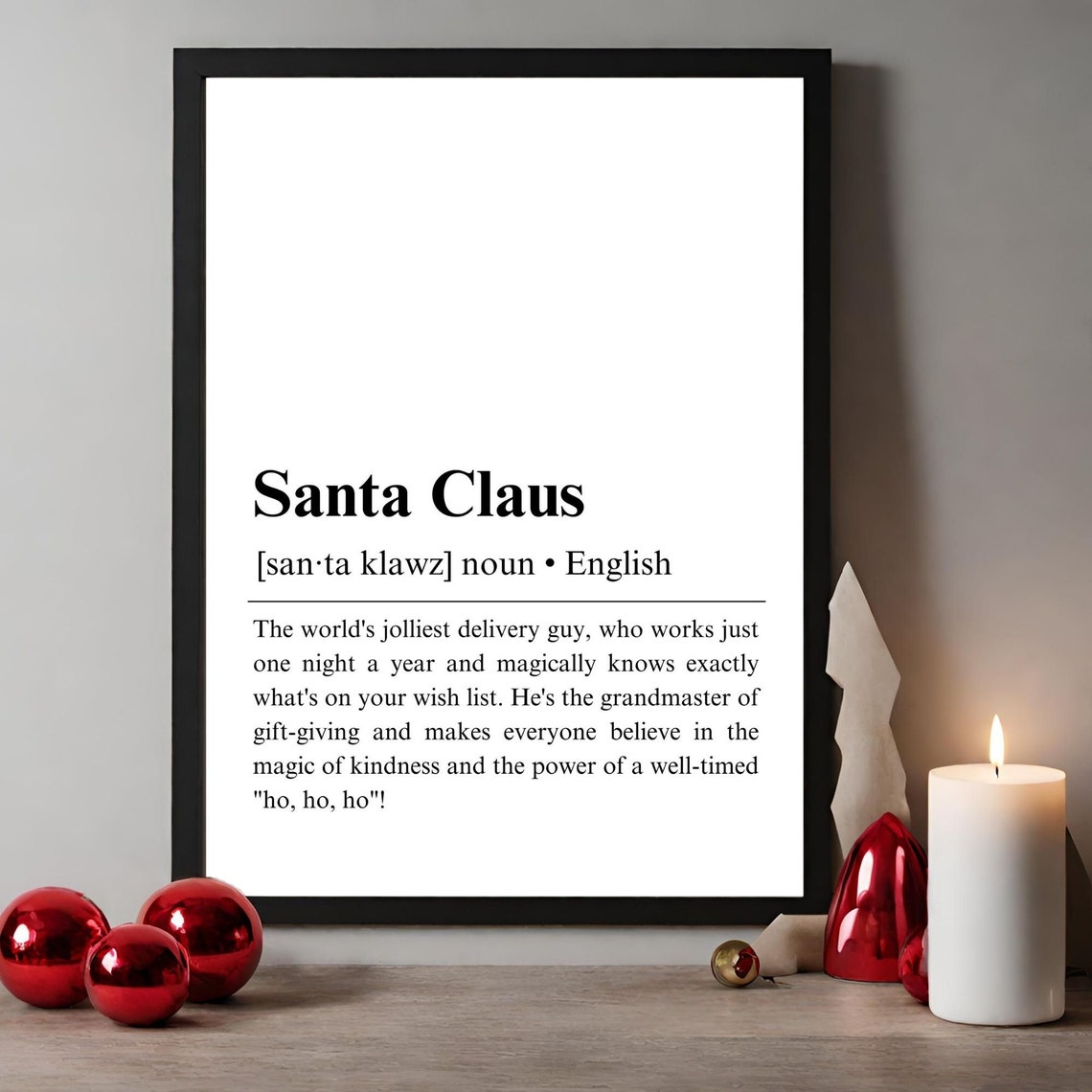 Santa Claus Definition Noun Jolly Delivery Guy Christmas Print - Image 3