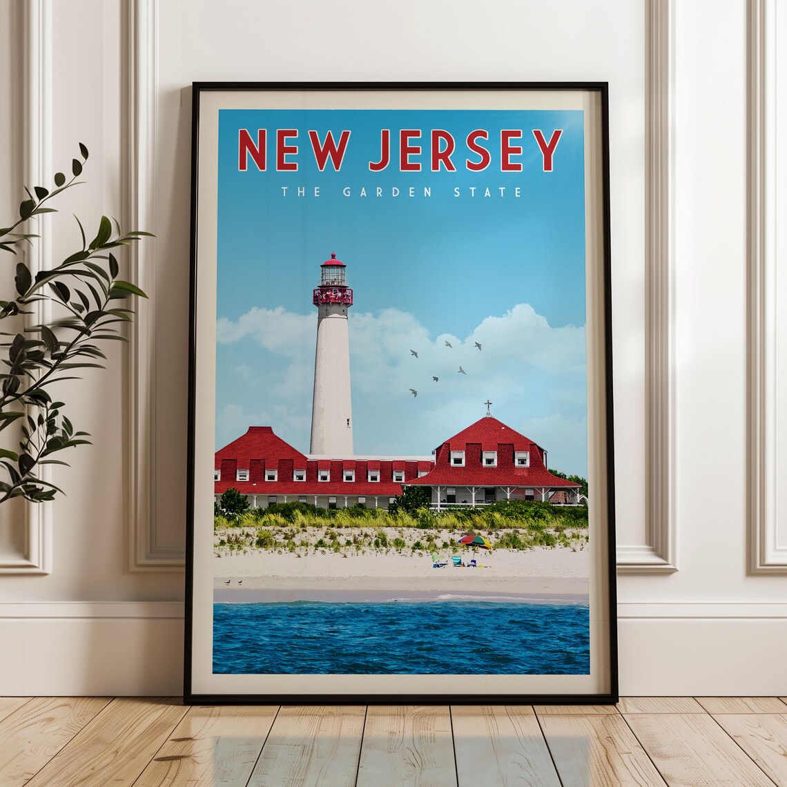 New Jersey Travel Poster, Retro Art Print