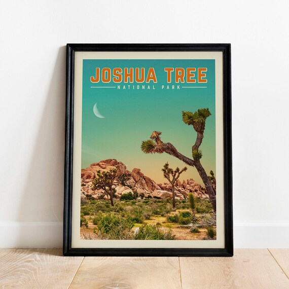 Joshua Tree National Park Desert Moon Night Sky Travel Poster