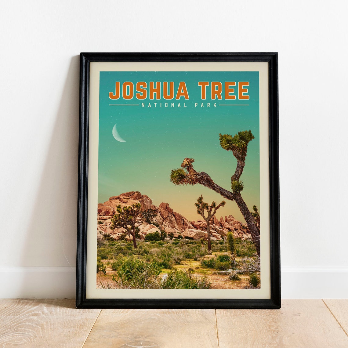 Joshua Tree National Park Desert Moon Night Sky Travel Poster