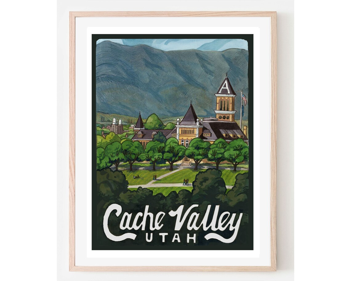Cache Valley Vintage Travel Poster, Utah Art Print