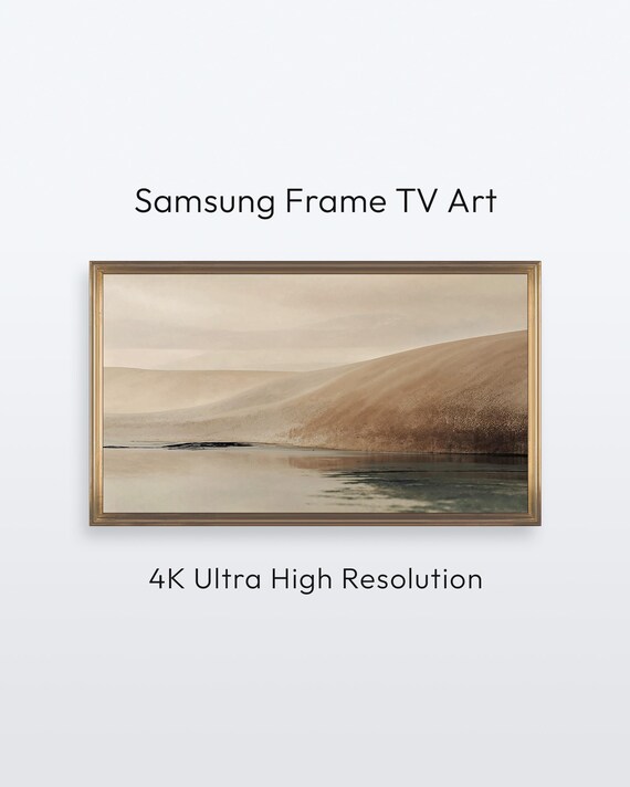 Minimalist Desert Dunes Lake Reflection Beige Landscape Poster