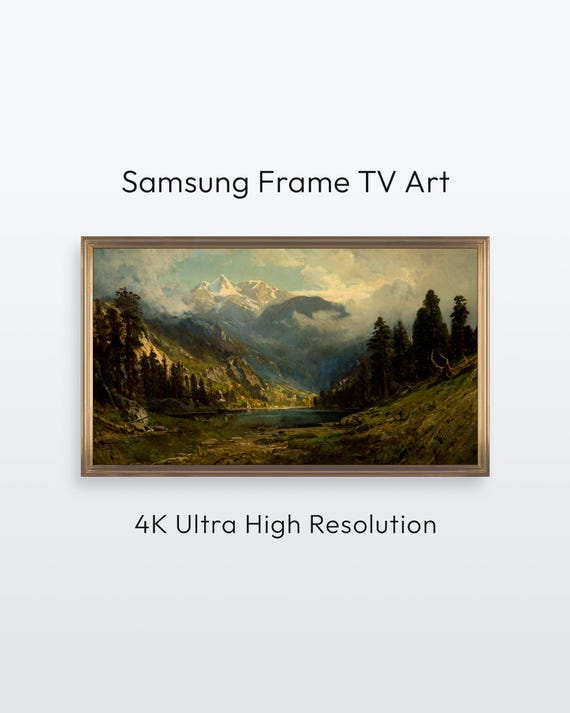 Samsung Frame Tv Art Pines Landscape Painting 4k Print
