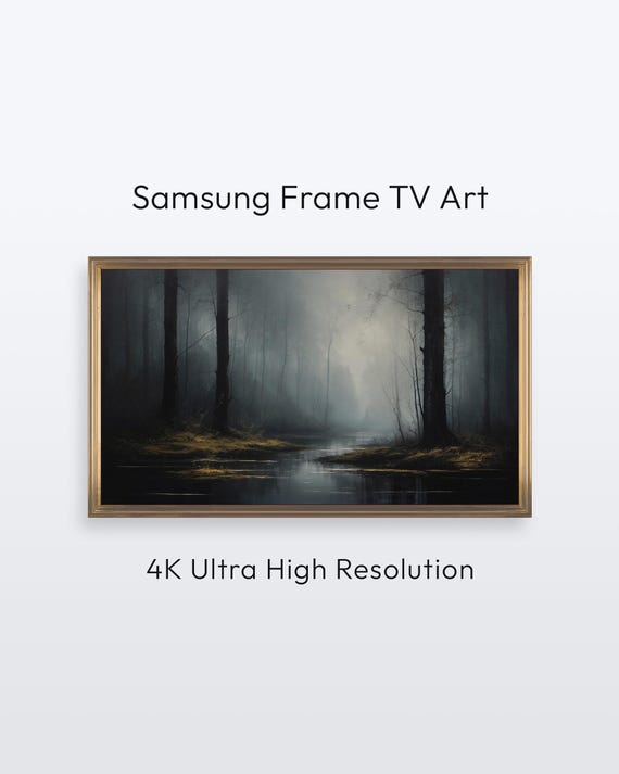 Samsung Frame Tv Art Forest River Moody Landscape 4k Print