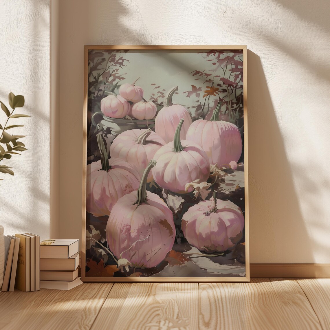 Pastel Pink Pumpkin Patch Autumn Painting Girly Fall Harvest Art Print - Image 4