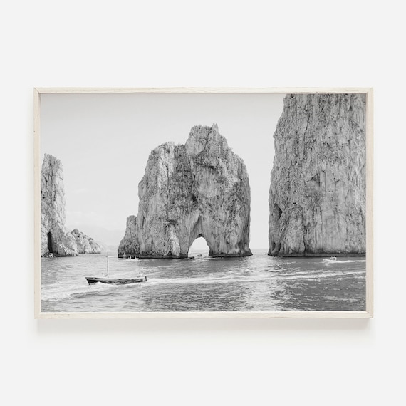 Italy Photography In Black And White, Capri Coast Print