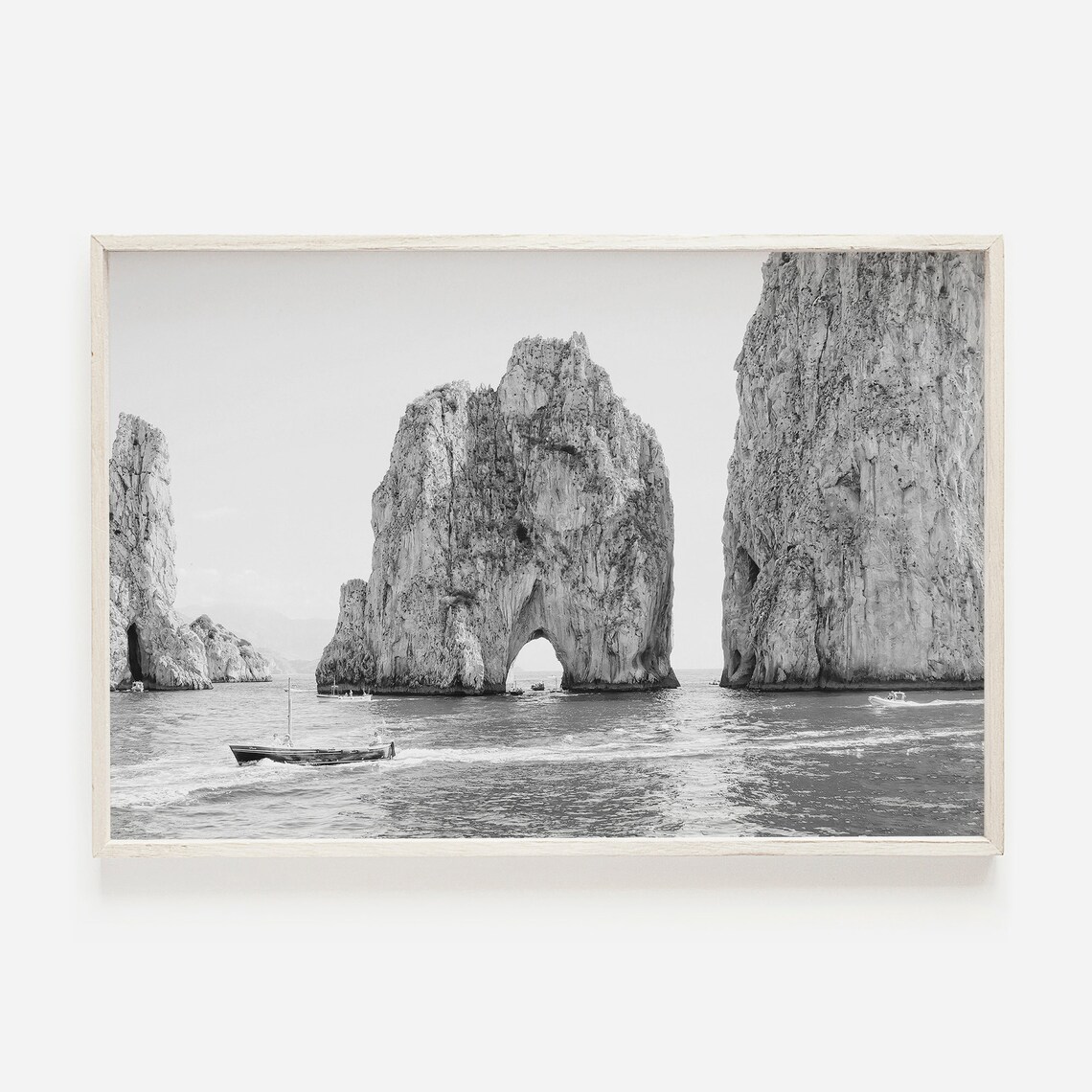 Italy Photography In Black And White, Capri Coast Print