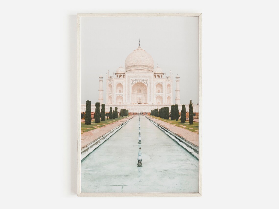 Taj Mahal Boho Travel Poster, Minimalist India Art