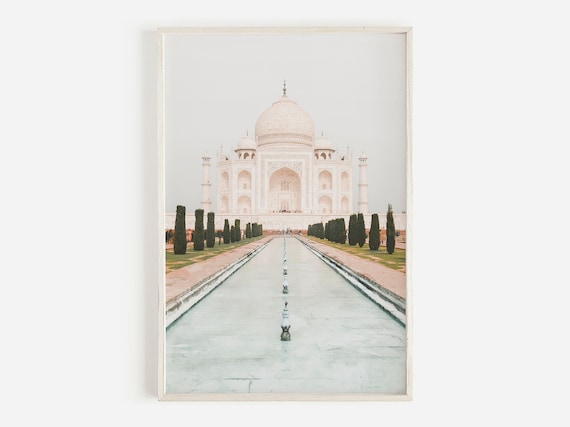 Taj Mahal Boho Travel Poster, Minimalist India Art