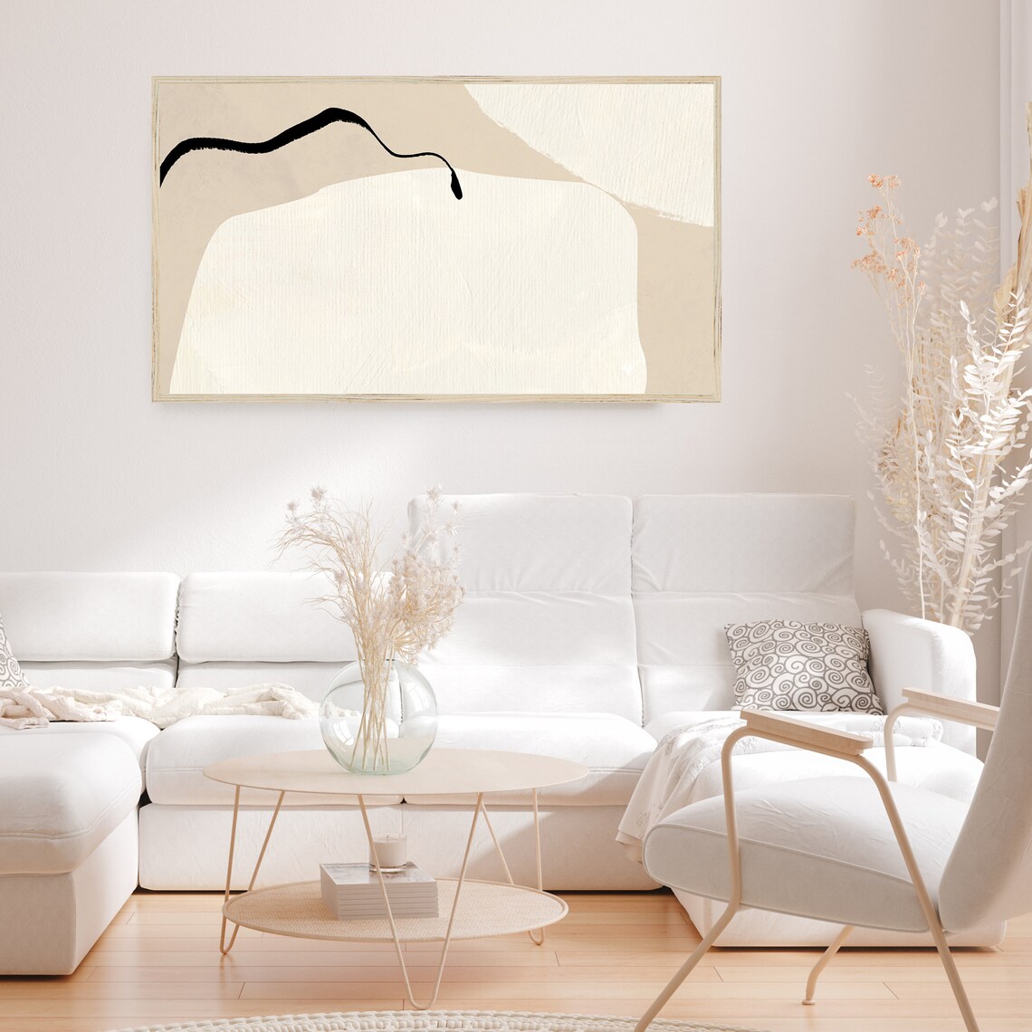 Abstract Beige Colorblock Art Print, Modern Shapes - Image 3