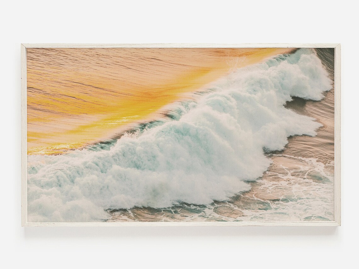 Golden Ocean Wave Curl Aerial Foam Sunset Surf Close Up Travel Poster